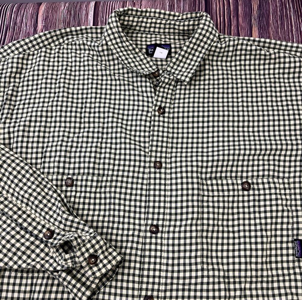 Patagonia Shirt Yellow Plaid 100% Cotton Flannel Long Sleeve Pocket Mens Size XL